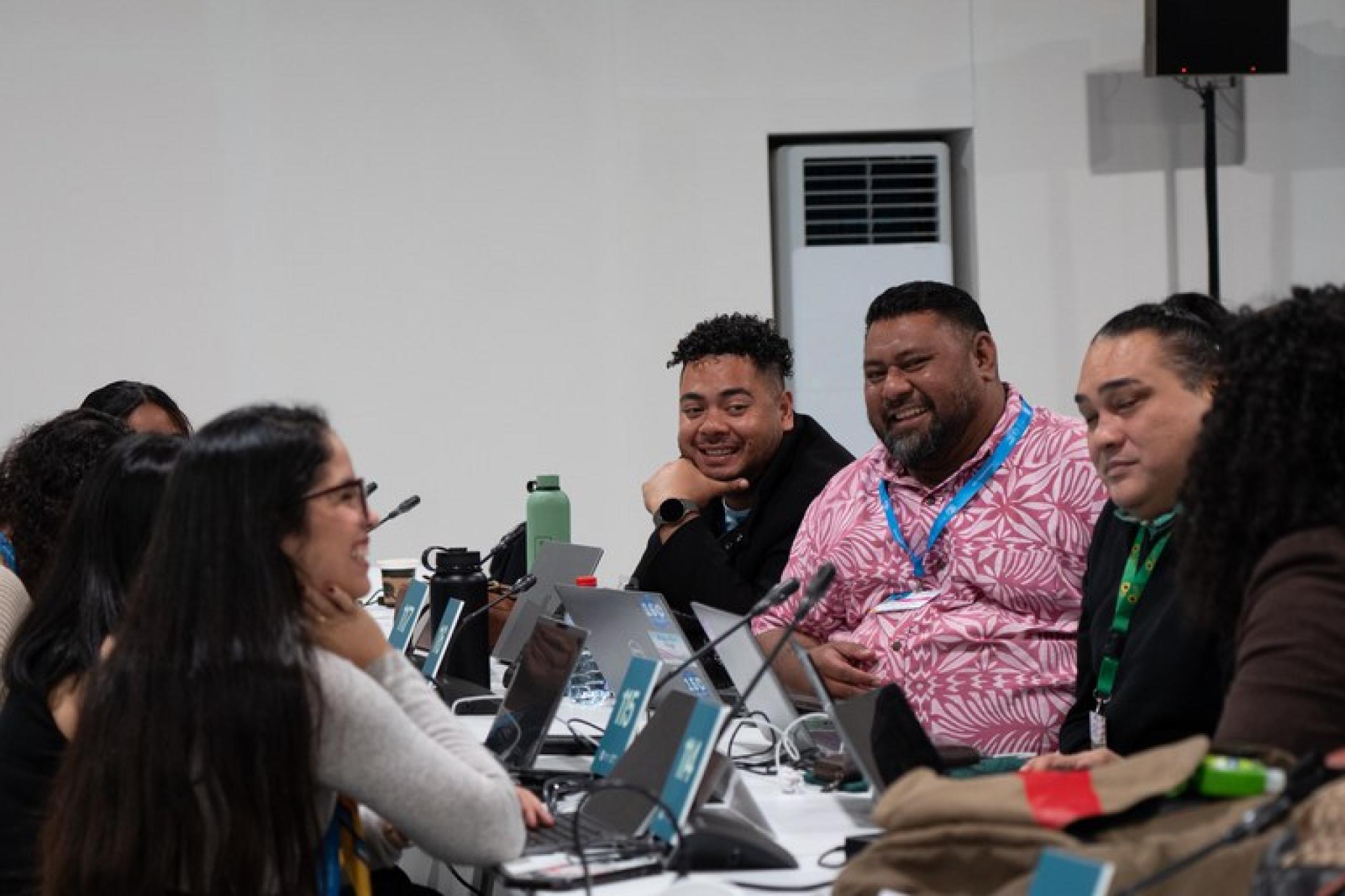 George Carter at COP29 prelim AOSIS meeting