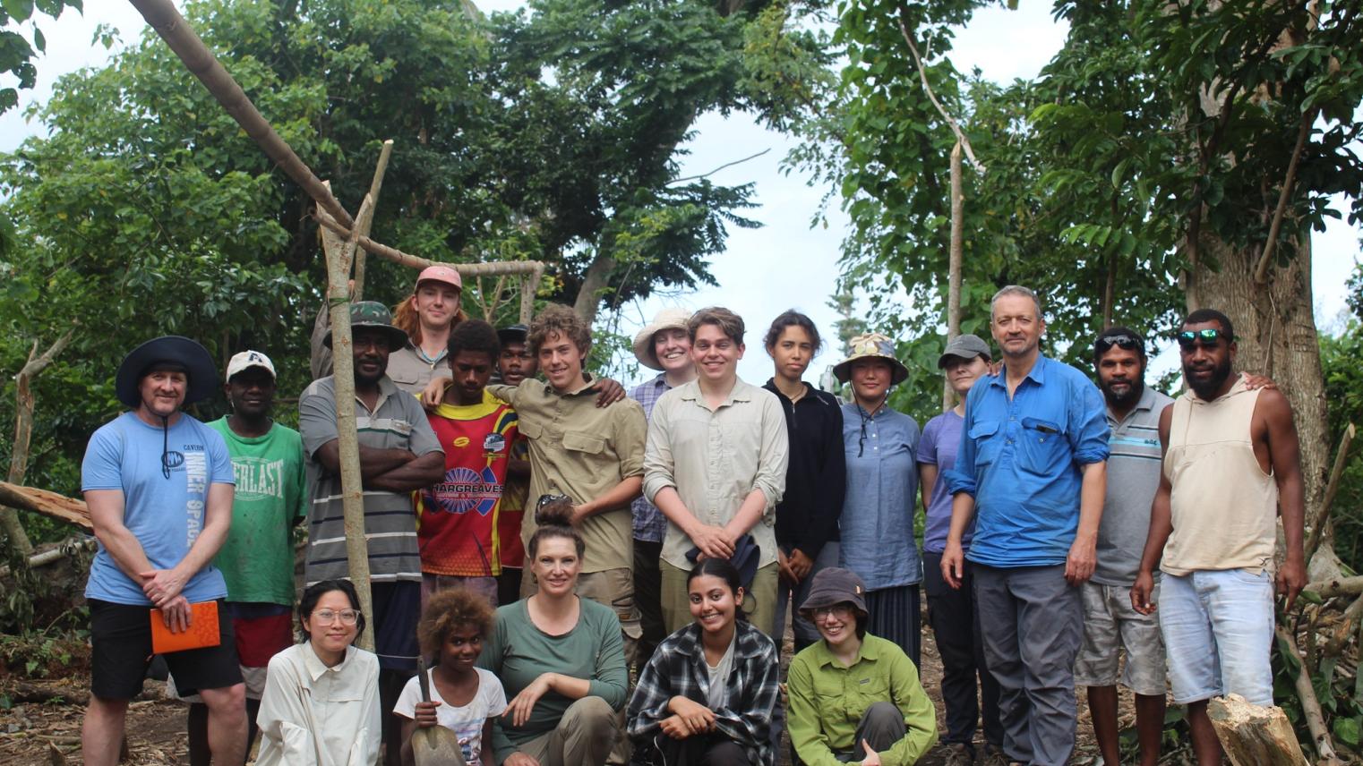 Vanuatu Field School 2023: Pangpang group shot. Students on site