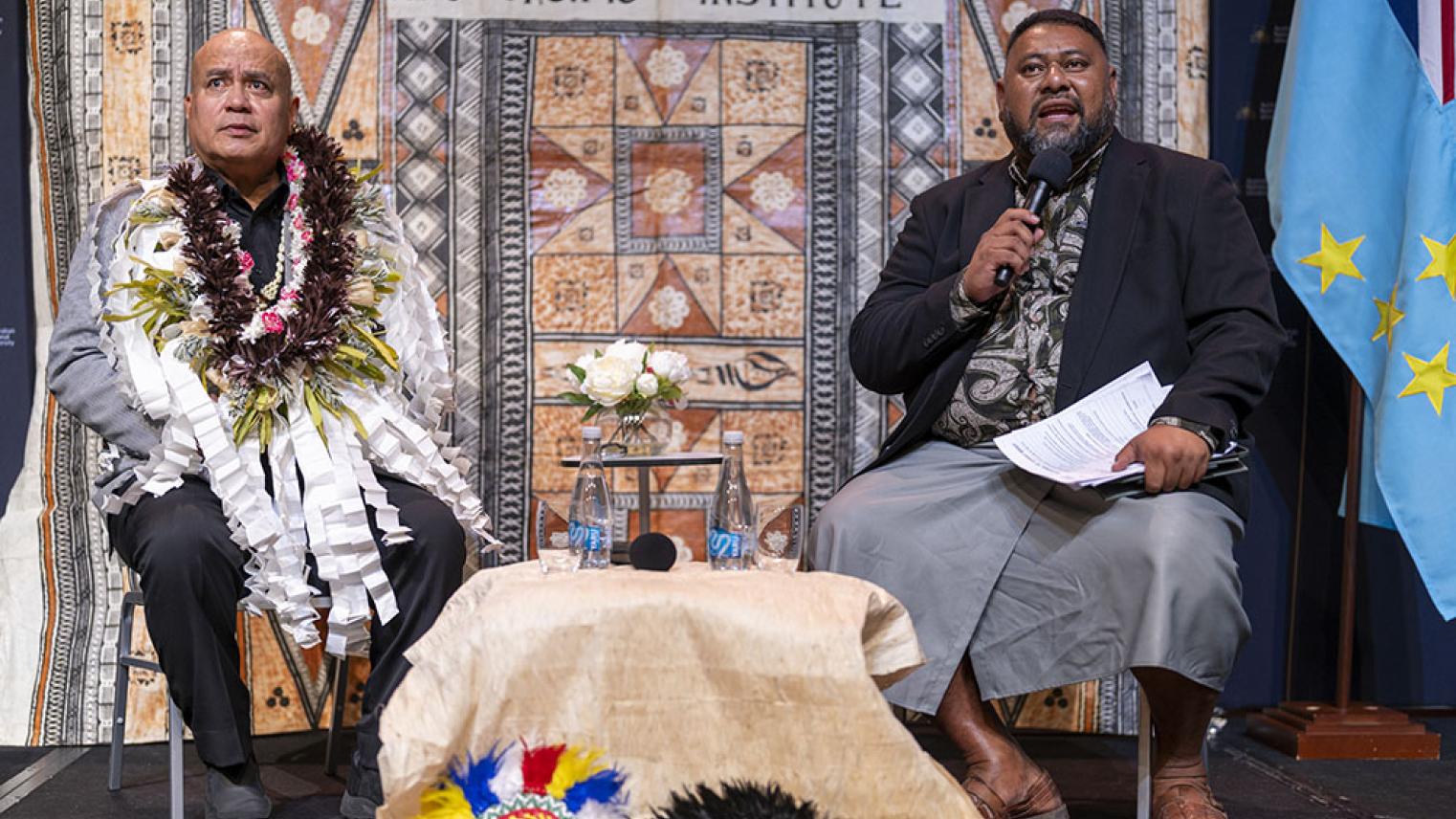 Prime Minister of Tuvalu, the Hon Feleti Penitala Teo and Dr George Carter